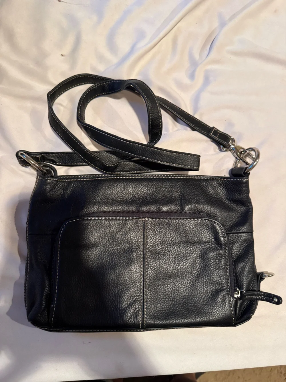 Tignanello Black Leather Crossbody Bag